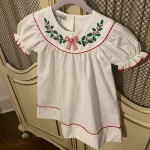 3T white holiday dress with embroidered collar